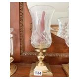 WATERFORD CRYSTAL SQUARE BRASS BASE CANDLE HOLDER