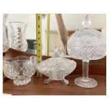 CRYSTAL CANDY DISH LID TOP HAS BEEN GLUED 11" H