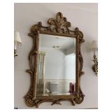 CARVED WOOD GOLD TONE FRAMED BEVELED EDGE WALL