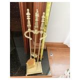 BRASS FIREPLACE TOOL SET W/ STAND NEVER USED