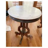 ROUND VICTOR GREENED MARBLE TOP PARLOR TABLE 27