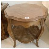 OVAL DREXEL, CANED SHELF SIDE TABLE 20" H X 27" D