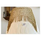 AMBER BEADED SCARF W/ GOLD LINKS 19" X 15"