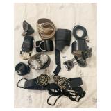 LADIES BELTS, SOME LEATHER, MOSTLY ADJUSTABLE OR