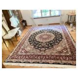 WOOL RUG BLACK BURGUNDY AND PASTEL COLORS 8 FOOT