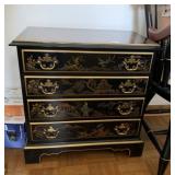 4 DRAWER ORIENTAL STAND WITH HAND PAINTED VILLAGE