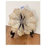 INTERESTING GOLD TONE LACE SCULPTURE WITH DISPLAY