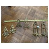 6 SOLID BRASS DISPLAY EASELS, MULTIPLE SIZES