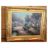40X34 THOMAS KINCADE PRINT IN GOLD TONE ORNATE