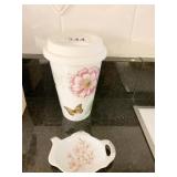 LENOX BUTTERFLY MEADOW MUG AND TEA BAG REST