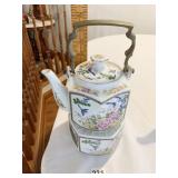JAPANESE TEAPOT WITH CANDLE WARMER BASE METAL