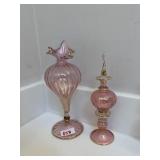 BLOWN GLASS PERFUME BOTTLES ONE WITH STOPPER