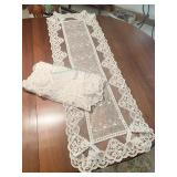 LACE TABLE DOILIES (SOME WEAR), 2 LACE TABLE