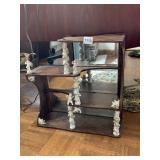 ANTIQUE MIRRORED BACK HANGING DISPLAY SHELF WITH