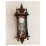 ORNATE CASE KEY WIND WALL CLOCK W/ BRASS