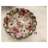 ANTIQUE VICTORIAN RUFFLED EDGE FOOTED BOWL 8 1/2