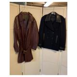 JAEGER WOMENï¿½S LEATHER TRIMMED BLACK COAT AND