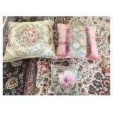 THREE ACCENT PILLOWS ONE VELVET, SMALL ONE WITH