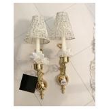ETHAN ALLEN BRASS WALL CANDLE SCONCES WITH TAPER