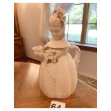 SHELLIE PORCELAIN ENAMELED TEAPOT W/ ROSES 8.5" H