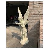 50" TALL GARDEN FAIRY STATUE WITH WINGS, BLOWING