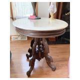 OVAL BEVELED EDGE VICTORIAN MARBLE TOP TABLE 28