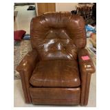BROWN LEATHER MANUAL RECLINER, 2 TEARS IN SEAT