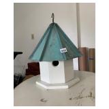 LARGE COPPER WITH VERDIGRIS TOPPED HANGING BIRD