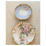 TWO HAND PAINTED 1 PLATES AK FRANCE GOLD RIM 9