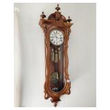 VICTORIAN WALNUT WALL CLOCK IN RUNNING CONDITION