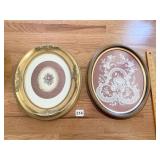 OVAL WALNUT FRAME UNDER GLASS PIECE OF LACE 13