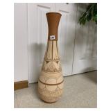 26"HAND THROWN POTTERY VASE WITH DECORATIVE