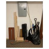 MISCELLANEOUS WOOD PIECES, SHOVEL HANDLES, TRIM