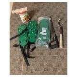 2 PAIRS OF LAWN AERATOR SHOES, SPRAYER, SAW, CLAW