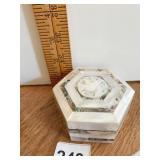 OCTAGON CARVED MOTHER OF PEARL TRINKET BOX WITH
