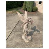 40" TALL GARDEN FAIRY STATUE WITH WINGS BLOWING