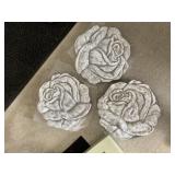 3 ROSE SHAPED CONCRETE GARDEN STEPPINGSTONES