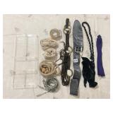 ASSORTED LADIES FABRIC BELTS IN ACRYLIC ORGANIZER