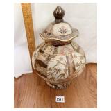 31" H CHINESE JAR W/ ENAMELED FINISH