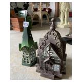 2 DECORATIVE HOUSE SHAPED CANDLE LANTERS