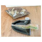 ART GLASS DISH 8 INCH X 4.5 AND GOLDEN PHEASANT