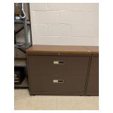 WOOD FINISH FORMICA TOPPED LATERAL FILING CABINET,