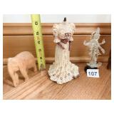 WOOD ELEPHANT, VICTORIAN DRESS FORM, SIAM FIGURE