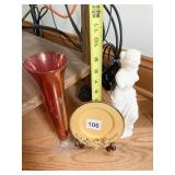 CRANBERRY ETCHED BUD VASE, SINGAPORE RAISED