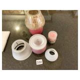 CANDLES, GLASS CANDLE HOLDERS