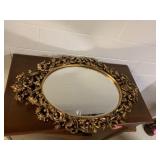 38X25 HEAVY ORNATE GOLD TONE FRAMED WALL MIRROR