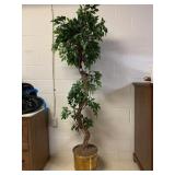 TWISTED TRUNK ARTIFICIAL FICUS TREE IN BRASS