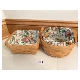 2 LONGABERGER BASKETS WITH LINERS