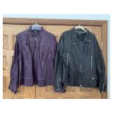 BERNARDO LEATHER PURPLE LEATHER COAT AND