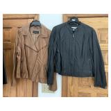 COLLEZIONE ITALIA SZ 1X BROWN FAUX LEATHER JACKET